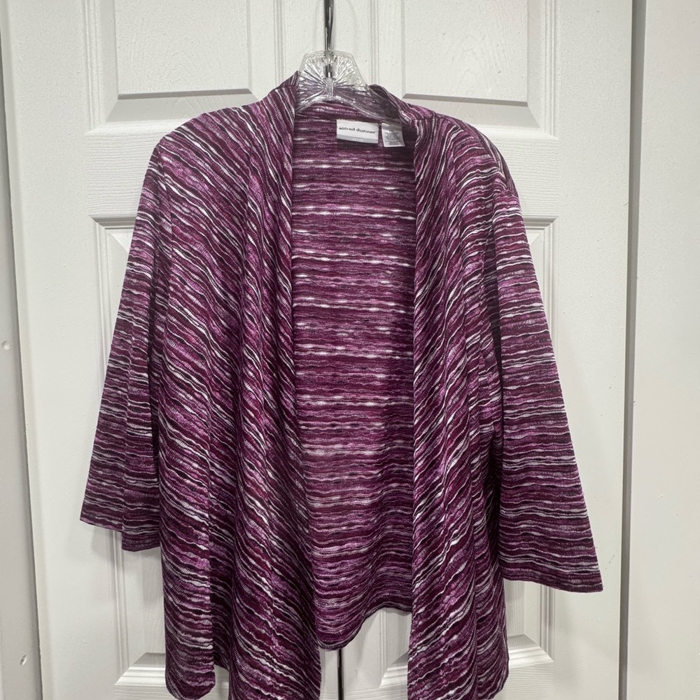 Alfred Dunner Purple Cardigan Sweater Asymmetrical Hem